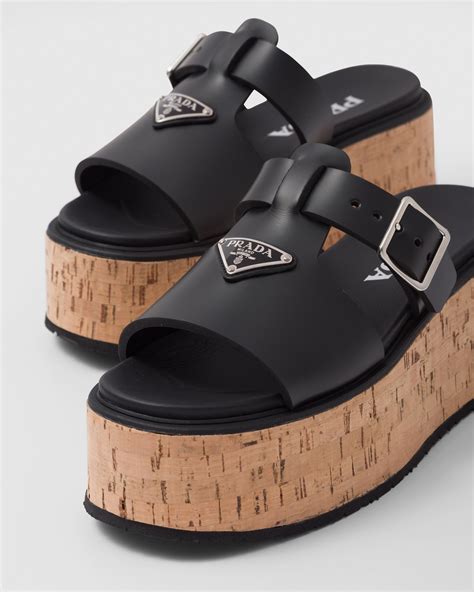 prada platform slides|Prada platform sandals outfit.